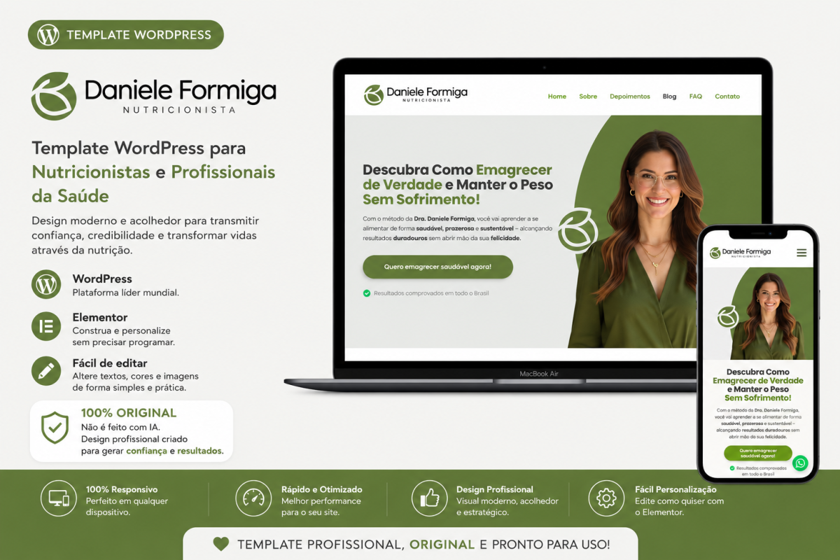 Template WordPress para Nutricionistas e Profissionais da Saúde