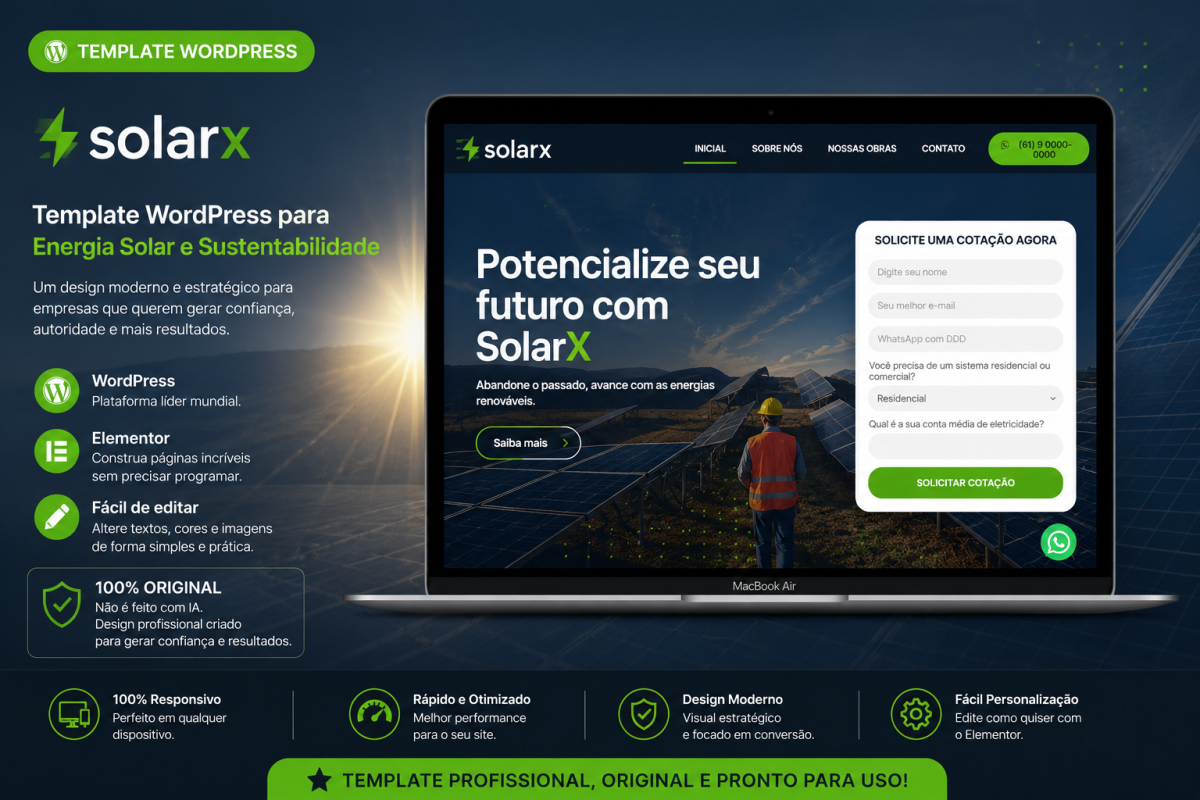 Template WordPress para Empresas de Energia Solar